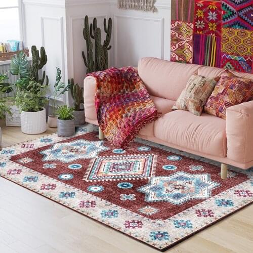 Bohemian Red-brown Geometric Kitchen Living Room Bedroom Bedside Carpet Floor Mats Rug for Living Room tapetes de sala alfombra