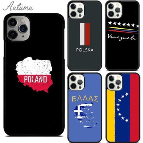 Greece Poland Venezuela Flag Phone Case for iPhone 11 12 Pro Max mini X XR XS SE 2020 5 6S 7 8 Plus Galaxy S8 S9 S10 Cover shell