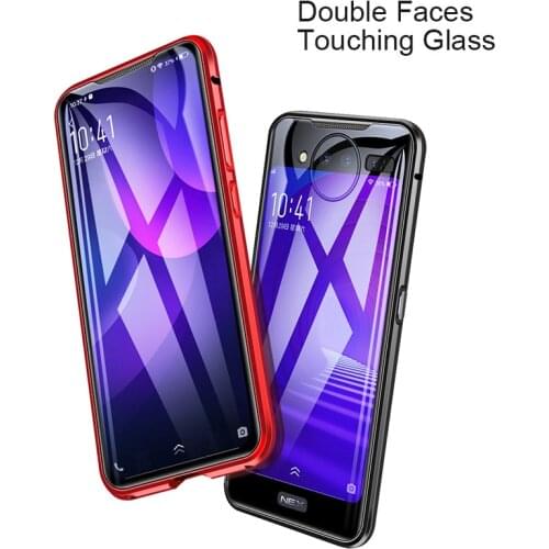 For Vivo NEX Dual Display Dual Sides Tempered Glasses Magnetic Adsorption Flip Case For Vivo NEX 2 Nex2 Metal Bumper Cover Case