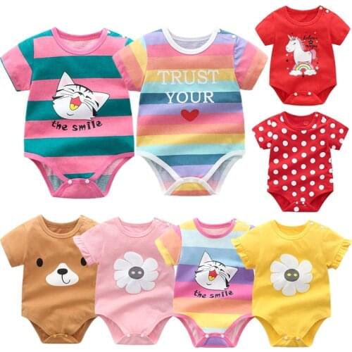 Baby Girl bodysuits Summer newborn cotton Clothes for boys and girls Twins baby clothing short sleeves Cartoon Bodysuit pajamas