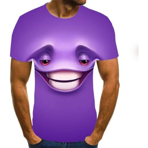 Summer New 3D Smiling Face Printed T-shirt Cartoon Print Mens T Shirt Casual Tshirts O-neck Funny Short Sleeve Tee Size 100-6XL