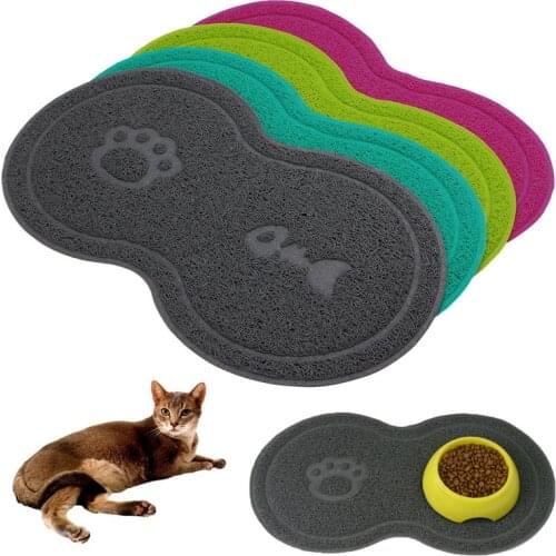 Cat Bowl Mat Dog Pet Feeding Water Food Dish Tray Wipe Clean Floor PVC Placemat