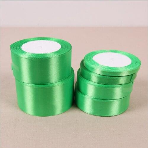 25 Yards/Roll 6/10/15/20/25/40/50mm Fruit Green Single Face Silk Satin Ribbon DIY Gift Wrapping Christmas Wedding Party Ribbons