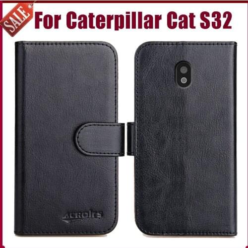 Hot! Caterpillar Cat S32 Case 5.5" High Quality 6 Colors Flip Soft Leather Phone Wallet Cover Case Card Slots