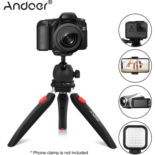 Andoer Mini Tabletop Tripod Phone Camera Tripod Removable Ball Head Tripod for DSLR Mirrorless Cameras DV LED Video Light
