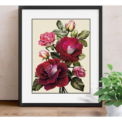 Handmade Needlework Flower Diamond Painting Kit Diamond Embroidery Full Rhinestone Mosaic Cross Stitch Rose