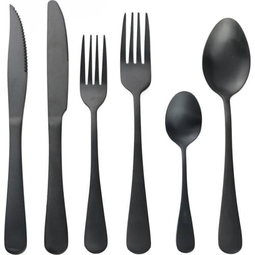 4/5/6 pcs Matte Black Wedding Dinnerware Hotel Set Dinner Set Forks Steak Knife Table Silverware Tableware Western Cutlery Sets