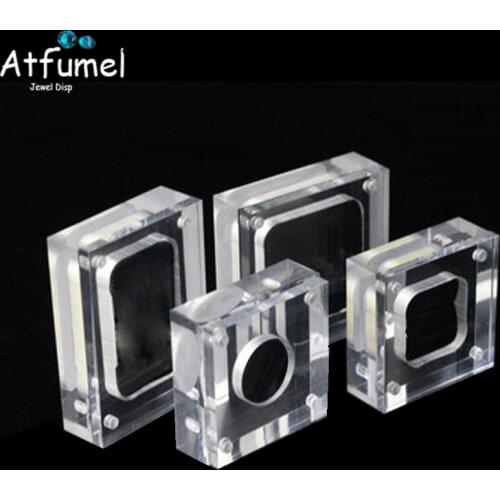 Wholesale 2Pcs/lot Square Acrylic Earring Holder Portable Magnet Ring Pendant Stone Gem Jewelry Storage Display Organizer Box