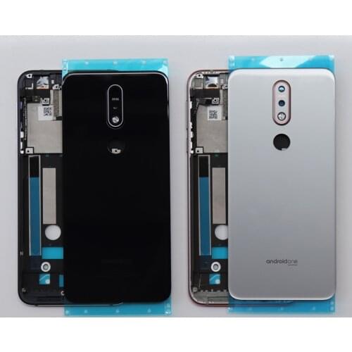 Original For Nokia 7.1 Aluminum Middle Frame Plate+Battery Door Housing Back Glass Cover With Adhesive Sticker Replacement Parts