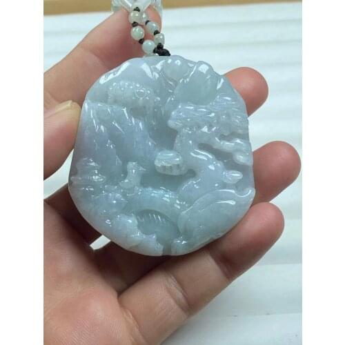 Natural 7A Myanmar jade Handcarved jade landscape green jade pendant jade necklace men pendants jewelry jade necklaces