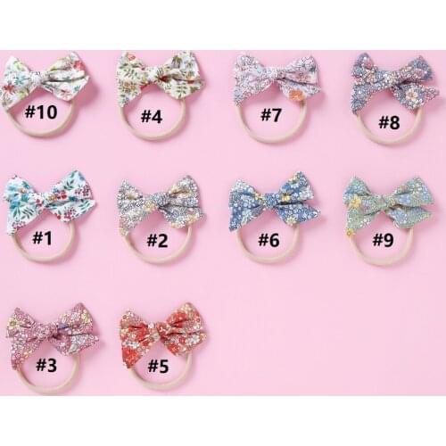 Bulk 30pc/lot Baby Bow Headbands Boho Style Floral Prints Bows Nylon Headband or Hair Clips for Girls Newborn Baby Headwear