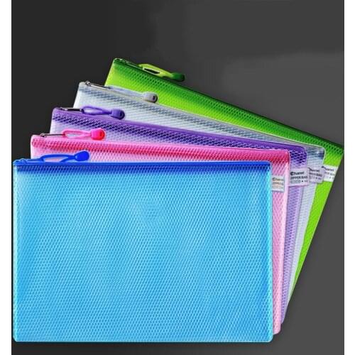 A4 Grid Document Bag Transparent Students Use Test Paper Collection Zipper Briefcase Waterproof A5 Office Stationery File Folder