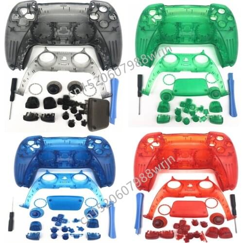 For Sony Playstation 5 PS5 Controller Gamepad Custom Clear Transparent Housing Shell Cover Faceplate Case Skin Repair Mod Kit