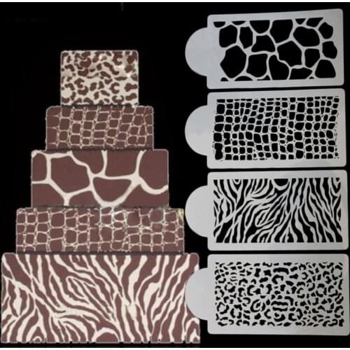 Stencil Spray Art Cake Mold ,4pcs Cake/Set Cake Decoration Tools DIY Happy Birthday&Party for Cake Surrounding