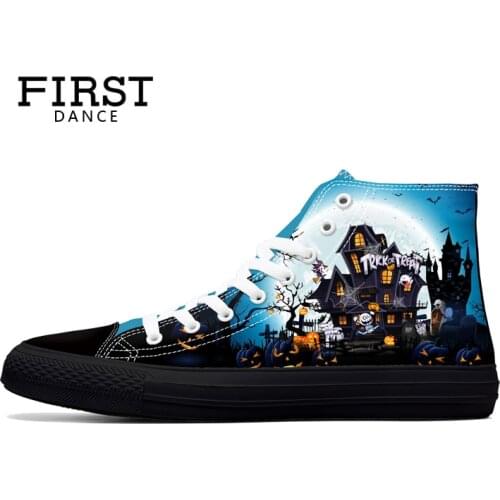 FIRST DANCE Dropshipping Serial Nice High Canvas Shoes Men High Top Classic Fashion Printed Black Shoes Men Casual Men Sneakers