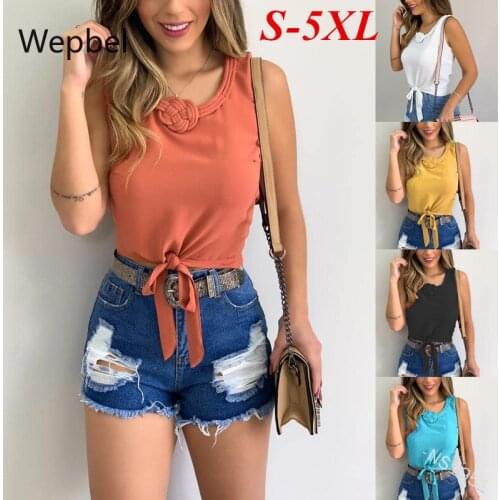 WEPBEL Plus Size Women Tank Tops Fashion Short Top O-Neck Camis Casual Waist Hugging I-Shaped Vest Solid Color Loose Tanks
