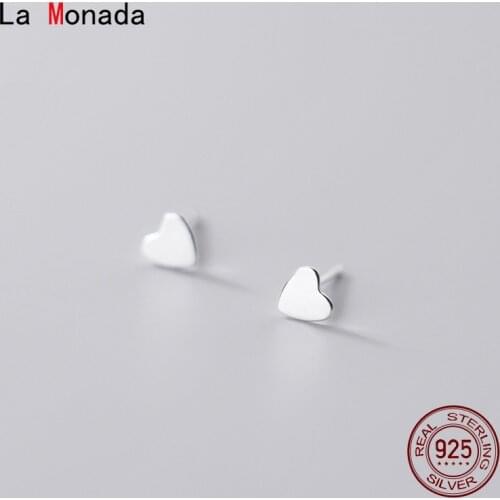 La Monada Women Stud Earrings Korean 925 Sterling Silver Earrings For Women Jewelry Glossy Cute Heart Womens Earrings Stylish