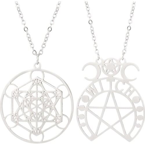 Pentagram Supernatural Hexagram Amulet Pendant Necklace Stainless Steel Witchcraft Overcome the Devil Necklace For TV Fans Gifts