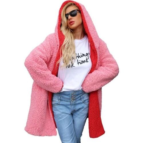 Women Hooded Coat Cashmere Fleece Open Front Thick Warm Cardigan Outerwear Overcoat female Streetwear 2019 Korean Fashion Jacket