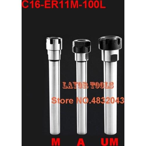 1PCS C16 ER11M 100L/C16 ER11M 150L Collet Chuck Holder 100MM/150MM Extension Straight Shank for ER Collet with ER11M Nut