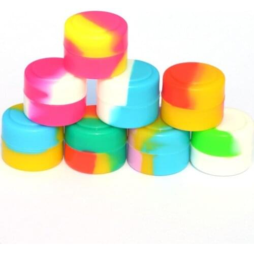 200pcs Mini 2ml Silicone Box Wax Dry Herb Jars Dab Round Shape Silicone Container Jar Dry Herb Oil Wax Vaporizer