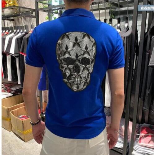 2021 high quality men polo shirts summer fashion short sleeve slim v neck casual Diamond stone design