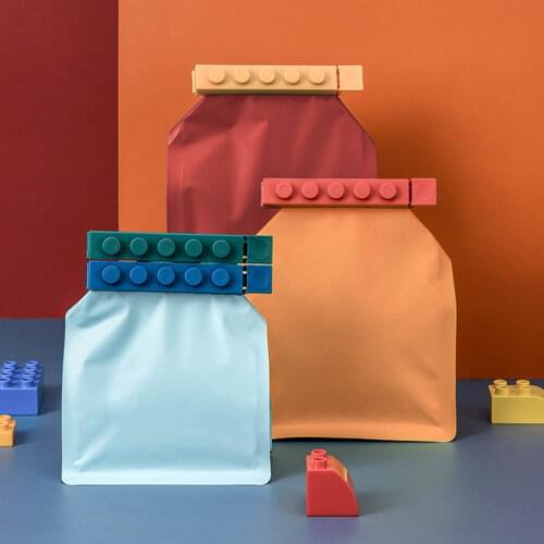 4pcs Large Food Bag Sealing Clip Set Food Fresh-keeping Clamp Sealer for Kitchen Colorful Reusable Sealing Clips