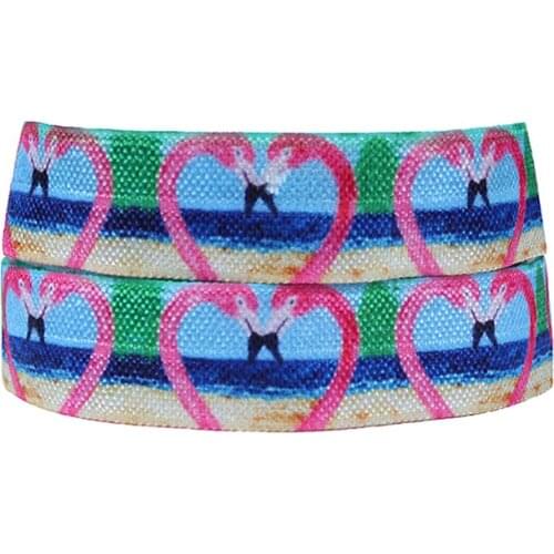 50 yards/lot) Flora Ribbons cheap price flamingo printed fold over elastic for kids DIY
