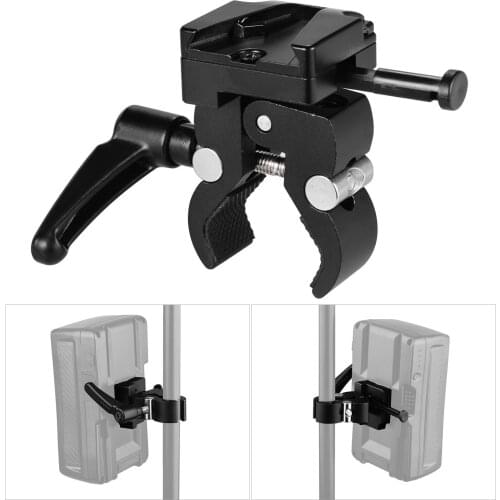 V-Mount Battery Adapter with Clamp for Mounting to Light Stand Tripod for V-mount battery to Light Stand or Tripod