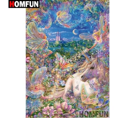 HOMFUN 5D DIY Diamond Painting Full Square/Round Drill "Unicorn Elf" Embroidery Cross Stitch gift Home Decor Gift A09466