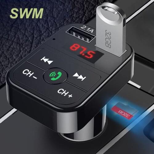 Car Bluetooth 5.0MP3 Player FM Transmitter Wireless Hands-Free Audio Receiver Car 2.1A Dual USB Fast Charger Car Accessories