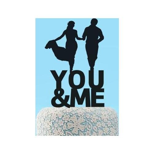 Glitter Wedding Cake Topper Couple Silhouette Bride & Groom,You and Me decor free shipping color to choose