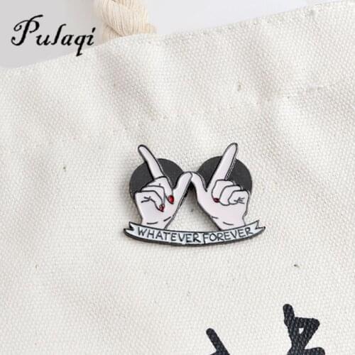 Heart in Hand Pins WHATEVER FOREVER Lover Brooch Pin Denim Jacket Bag Accessories Pin Badge Cartoon Fashion Jewelry Couples Gift