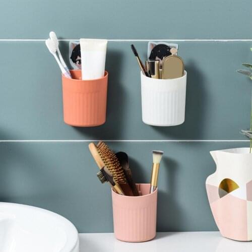 Toothbrush Holder Easy to Install Self Drain PP Anti-fall Toothbrush Organizer Case for Bathroom