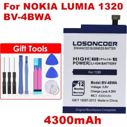 LOSONCOER 4300mAh BV-4BWA / BV 4BWA / BV4BWA 3.8V Replacement Li-Polymer Battery For Nokia Lumia 1320 Battery