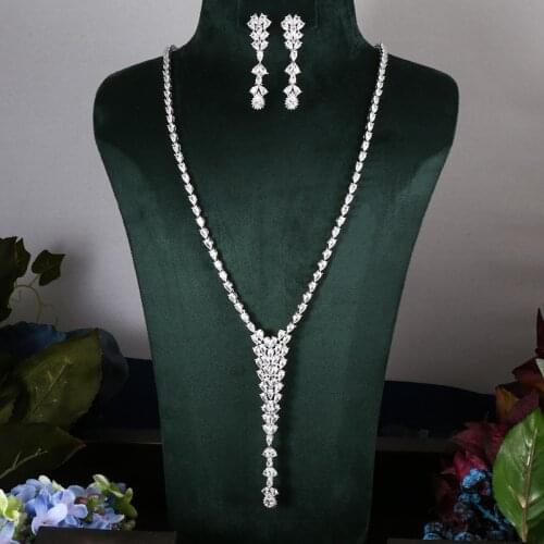 Janekelly 2pcs Bridal Zirconia Full Jewelry Sets For Women Party, Luxury Dubai Nigeria CZ Crystal Wedding Jewelry Sets