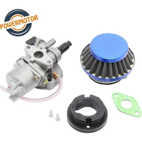 Motorcycle Carburetor + Steel 44mm Air Filter Red Blue + Stack for 47cc 49cc Mini Moto Dirt Pocket Bike ATV Quad Go Kart Buggy