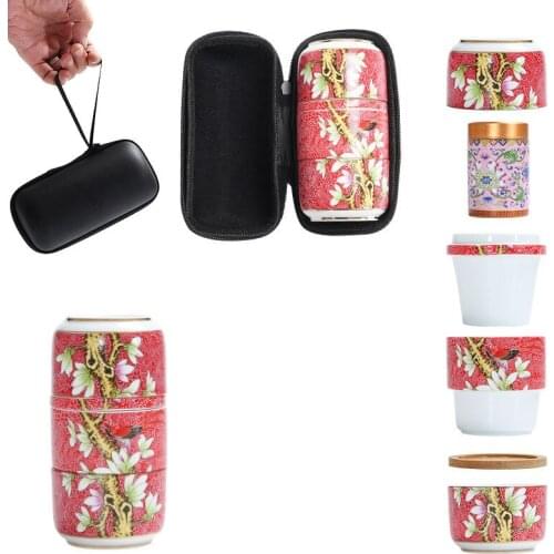 WSHYUFEI Jingdezhen ceramic Tea set Portable tea bowl Teapot Gaiwan Teacups Travel Office Tea set Water bottle Travel Bag