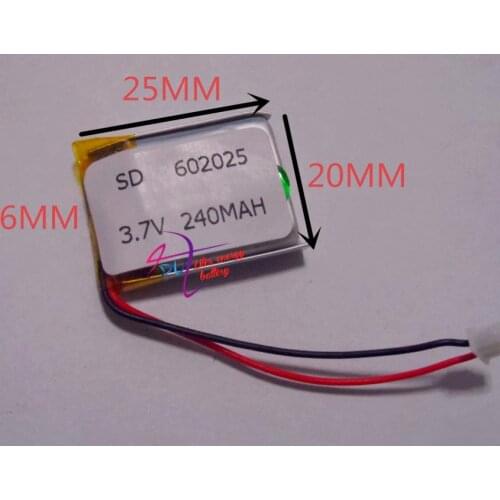 XHR-2P 2.54 best battery brand 602025 062025 572025 NLE 240mah 3.7V lithium polymer battery MP4 MP5