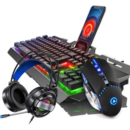 Gaming Keyboard Mouse Headphone Combo Mechanical Feel keyboard with Backlit Game Keyboard Metal Base 19keys antighosting Teclado
