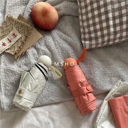 Mini Adult Umbrella Uv Protection Pocket Black Coating Women Umbrella Clear Rain Paraguas Grande Household Merchandises EF50UB