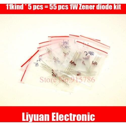 1W Zener diode kit, 10V-56V 11values x 5pcs=55pcs Electronic Components Package,Zener diode Assorted Kit