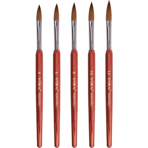 1 piece Kolinsky Acrylic Nail Brush Kit DIY Drawing Pen Red Wood Handle Nails Art Brushes for Gel Polish Painting Carving