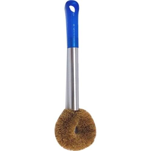 Natural Coconut Brown Non-stick Oil Long Handle Pot Brush Dish Washing Oil Cleaning Brush Can Hang Type Brush Household Cleaning