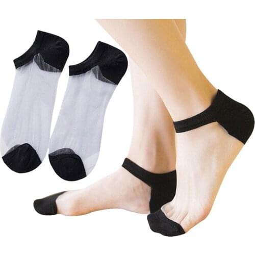 5 Pairs Summer Woman Socks Glass Silk Crystal Stretchy Calcetines Low Cut Socks Womens Sexy Elastic Ankle Meias Boat Socks Sox