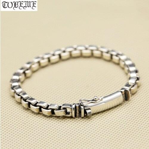 NEW! Handcrafted 925 Silver Link Chain Bracelet Vintage Sterling Silver Bracelet Real Pure Silver Man Bracelet