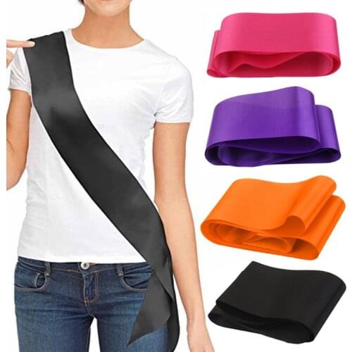 Blank Solid Color Shoulder Strap DIY Bride Wedding Party Sash for Birthday Award Ceremony Party Retirement Graduation Supplies
