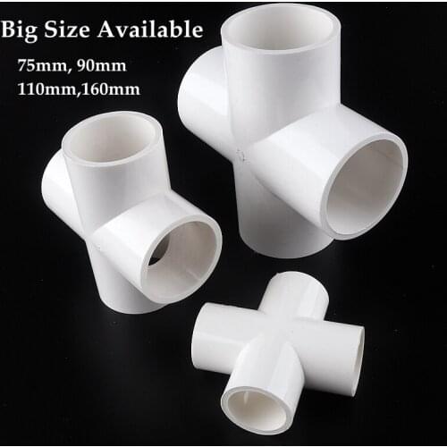 Wholesale ID 63/75/90/110/160mm Cross 4 Ways Connector PVC Pipe Fittings Irrigation System Watering Large Size 4-Way Quick Joint