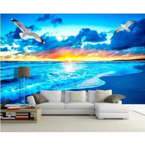 Custom wallpapers for walls 3 d murals wallpaper Sea sunrise seascape sea living room TV background wall papers