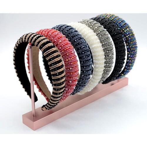 Baroque Hair Band Crystal Headband Water Drill Hoop and Pearl